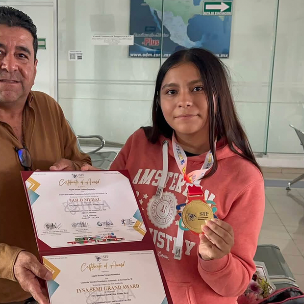 Karime Venegas Regresa de Indonesia con Oro por su Extintor Acústico 'Vortex Tech'